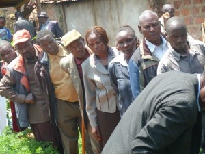 Community members taking a look at the gardens