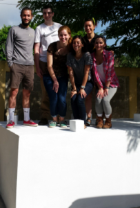 Reinforced concrete platform at Las Canas.  Platform was designed to support the weight of two 1000-L water tanks, and to conform to building and earthquake codes in the DR.